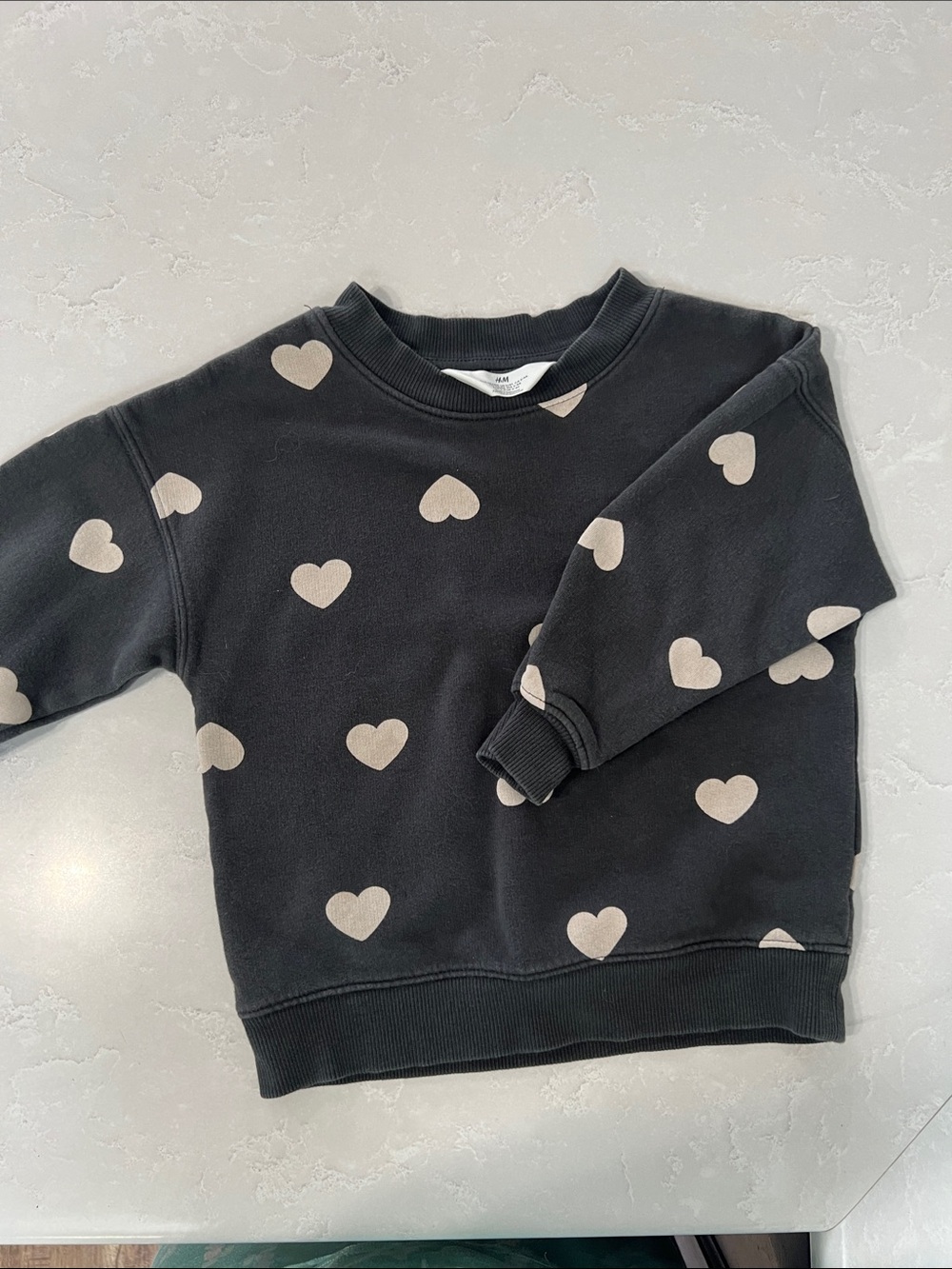 H&M Black Sweatshirt with white Heart Print